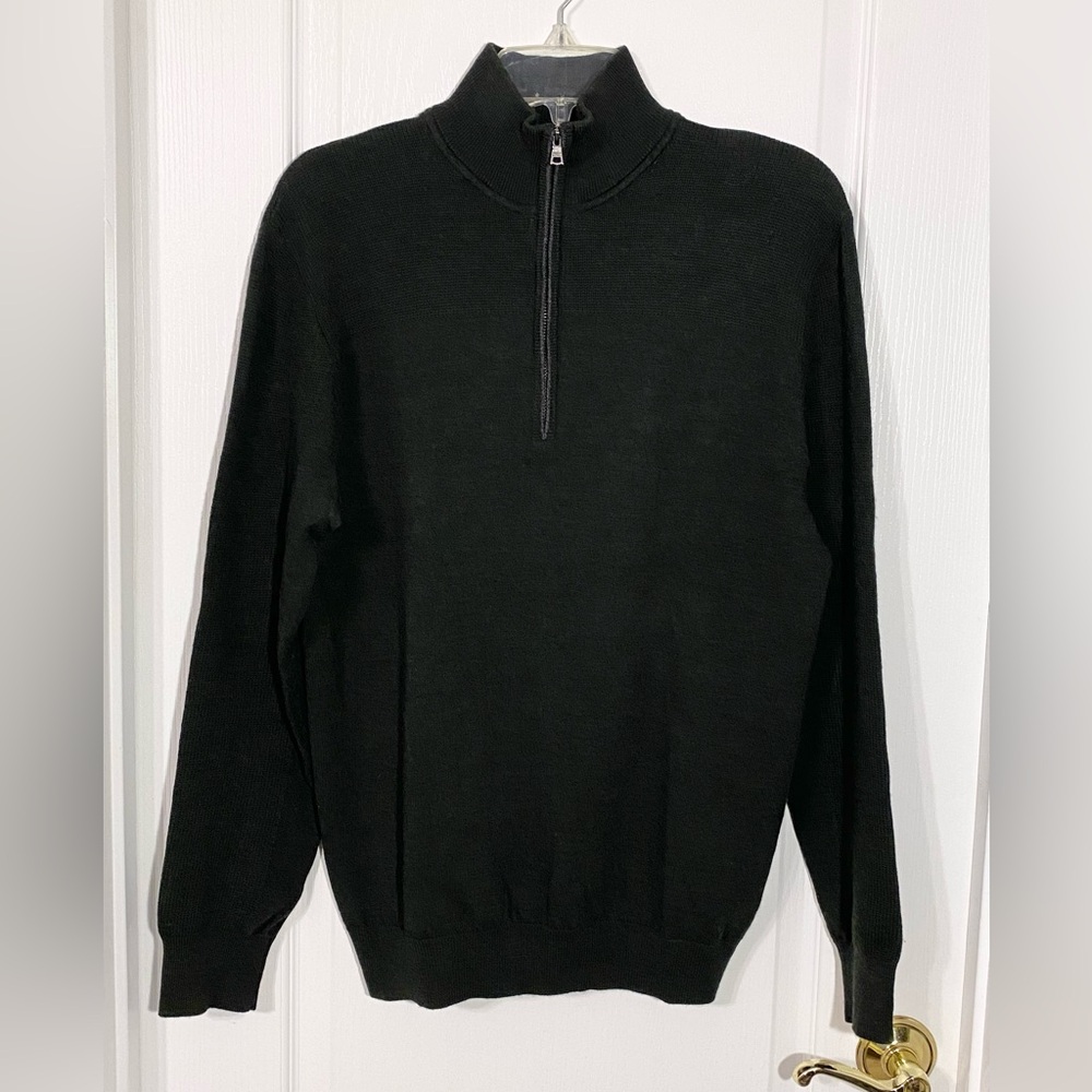 Banana Republic Merino Wool 1/4 Zip Sweater Dark Green Gray Men’s Medium